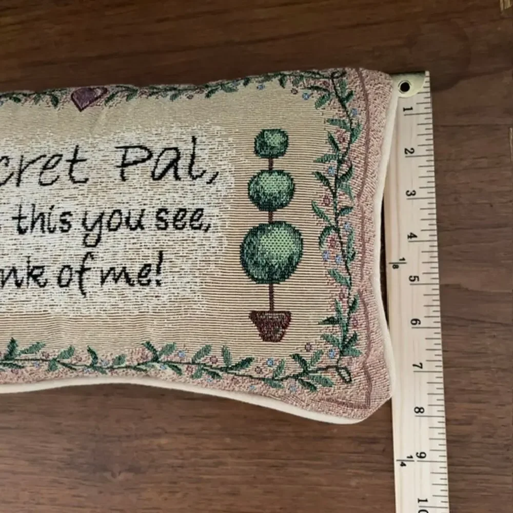 Secret Pal Friendship Tapestry Lumbar Pillow Cottagecore Accent Gift Farmhouse